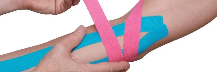 Golfers elbow brace and sports taping