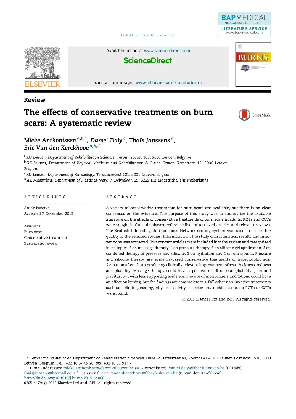 The efects of conservative treatments on burn scar 1