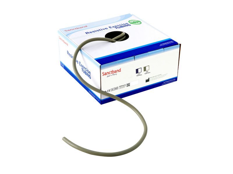 Resistive exercise tubing dispenser grey 800x600