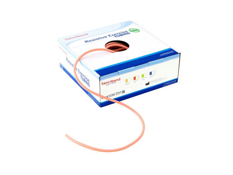 Resistive exercise tubing dispenser peach 800x600