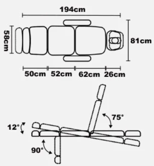 Sonora 240 Podiatry Chair Dimensions